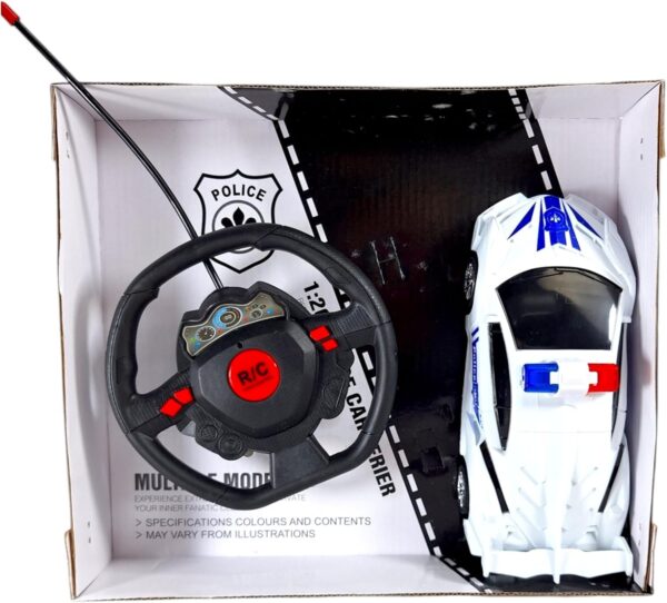 voiture de police télécommandée avec volant