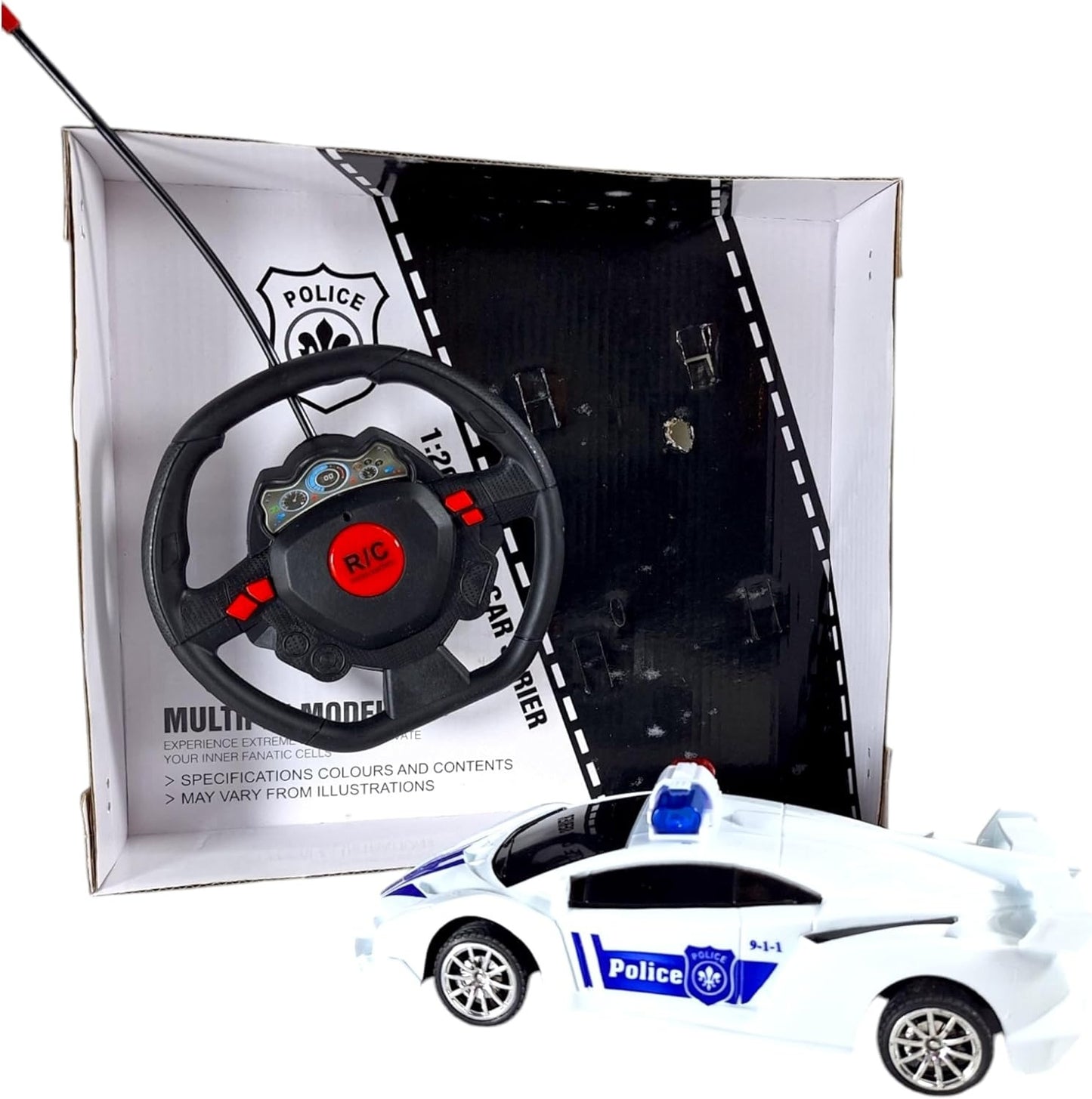 voiture de police télécommandée avec volant