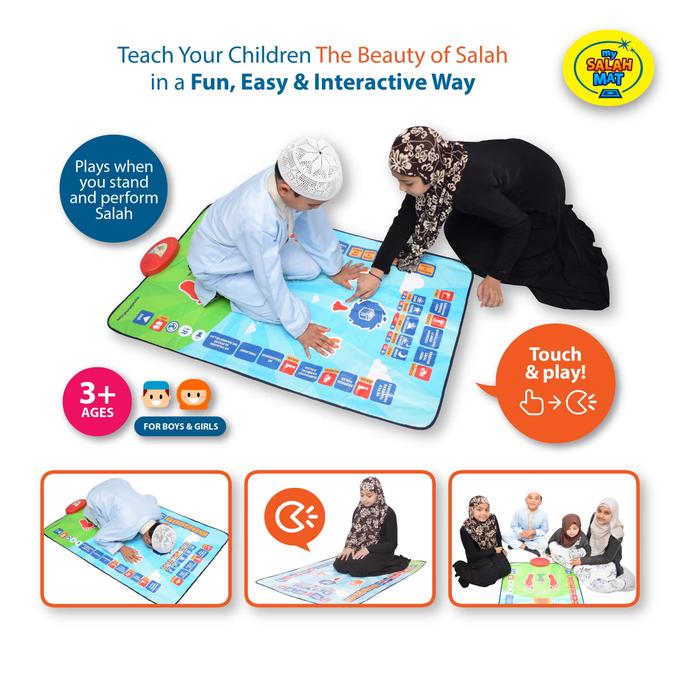 Interactive Educational Prayer Mat for Kids Boys Girls Teaches Prayer