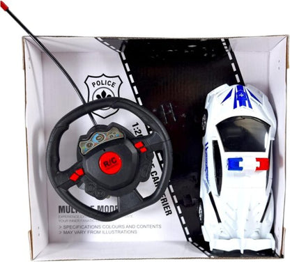 voiture de police télécommandée avec volant