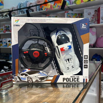voiture de police télécommandée avec volant