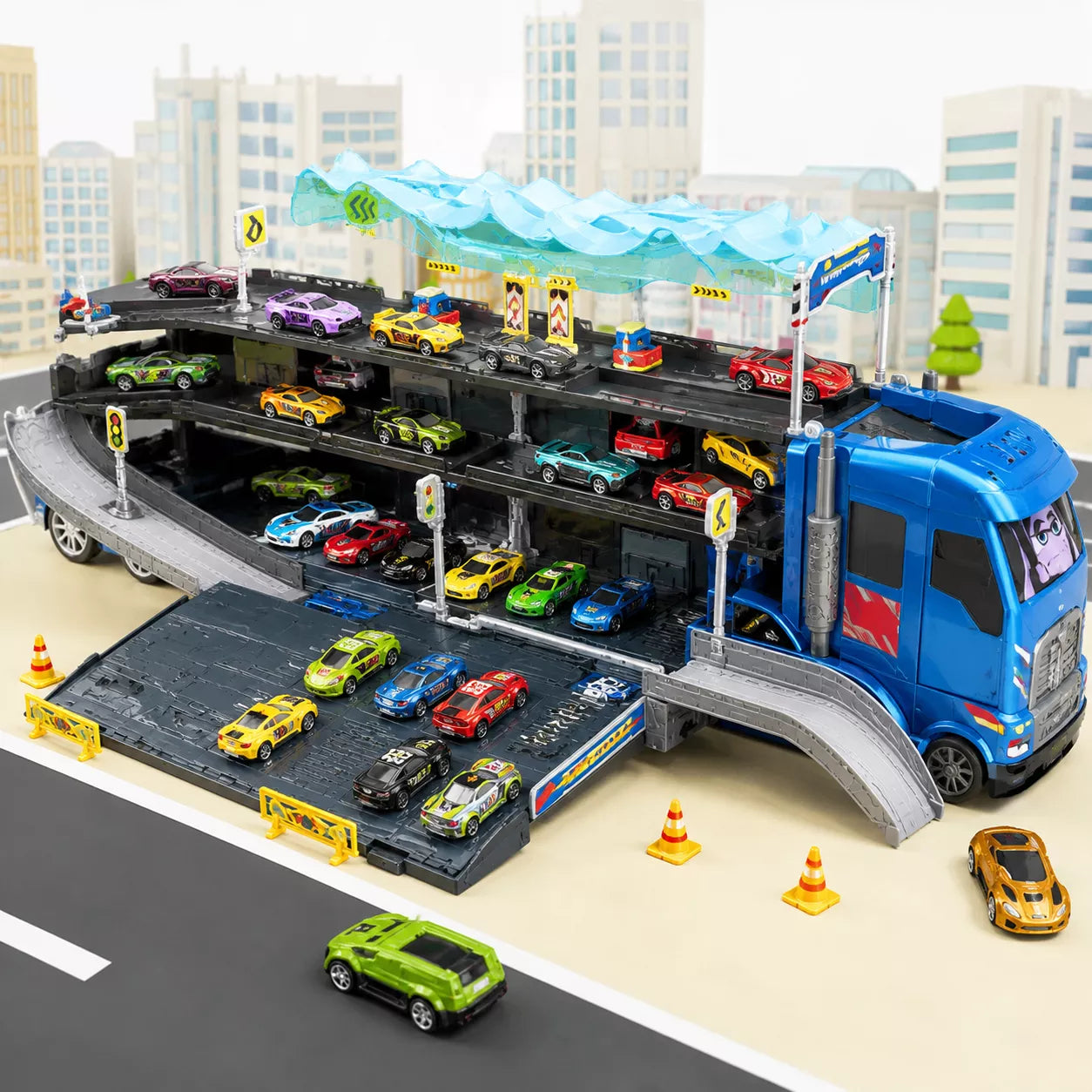 Camion Porte-Voitures et Circuit de Course